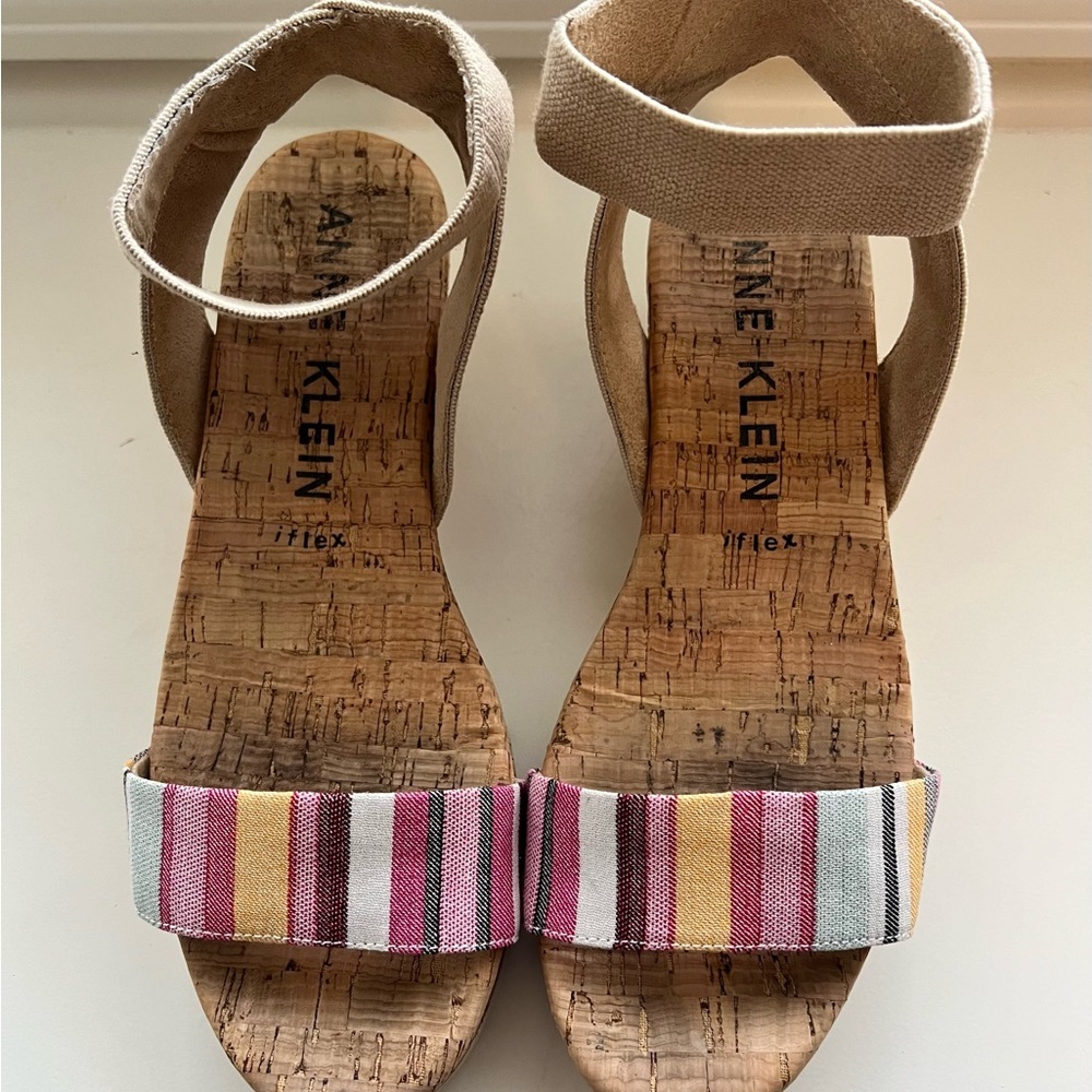 Anne Klein Iflex Aknori Women's Wedge Sandals Ankle Strap Size 8.5 Multicolor - Picture 6 of 7